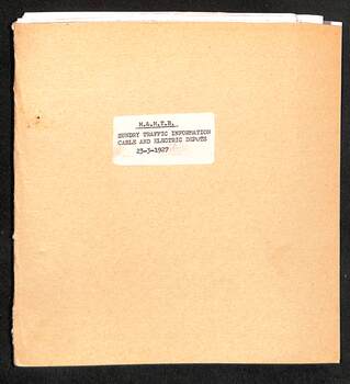 "Sundry Traffic Information Cable and Electric Depots" - cover