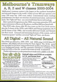 DVD - "Melbourne Tramways" - rear