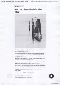 New Tram timetables in October 2022 page 1