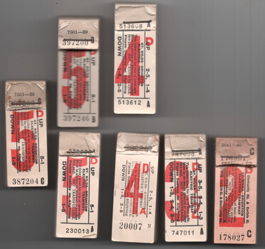 Set of 7 Victorian Railways St Kilda Brighton ticket blocks.