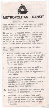 Pamphlet - "New 'A' class trams - p1