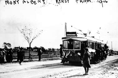 Photograph of the First tram to Mont Albert