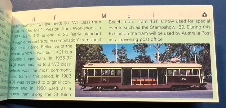 Stampshow '89 Ticket , infomation and stamps  - words re tram 431
