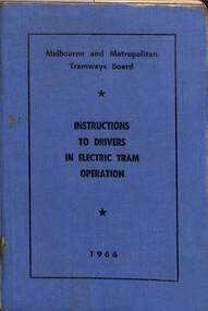 "Instructions to Drivers in Electric Tram Operation" - cover