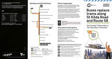 Buses replace trams along St Kilda Road and Route 58