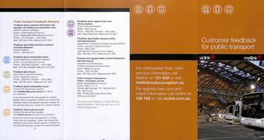 Pamphlet - "Customer feedback for public transport' - front