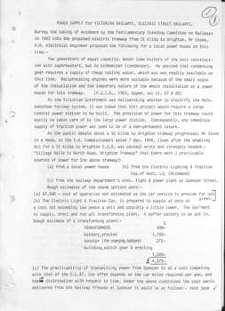 "Power supply for Victorian Railways Electric Street Railways" - front sheet