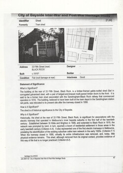 City of Bayside - report on 33 Fifth St Black Rock.