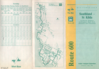 Timetable - route 600 - Southland - St Kilda - part 1