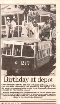 Newpaper cutting - "Birthday at Depot" 1991