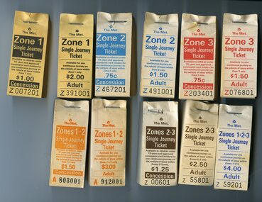 The Met Zone Paper ticket blocks - set of 11
