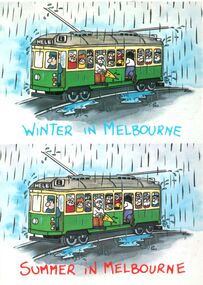 "Winter in Melbourne" and "Summer in Melbourne" postcard