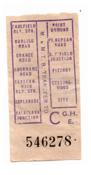 Transfer ticket - front