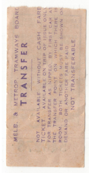Transfer ticket - rear