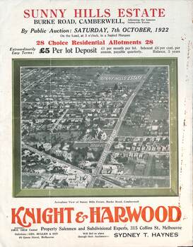 "Sunny Hills Estate" - Burke Road Camberwell - cover
