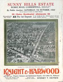 "Sunny Hills Estate" - Burke Road Camberwell - cover