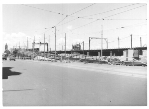 Looking east prior to introduction of the temporary tracks on the southside of the new overpass.