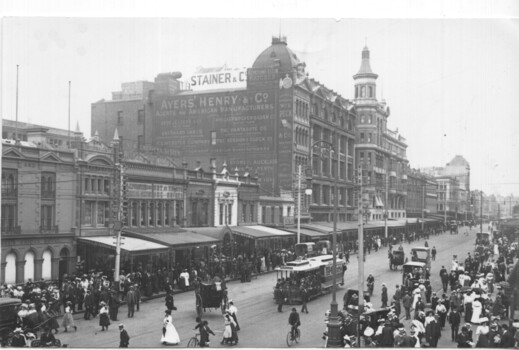 Black and white - Swanston St looking north from Flinders St.