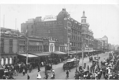 Black and white - Swanston St looking north from Flinders St.