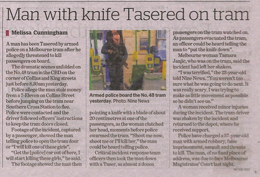 Man with knife Tasered on tram - the Age 18-6-2023