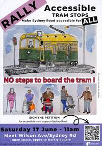 Flyer - "Rally Accessible tram stops - make Sydney Road accessible for all"