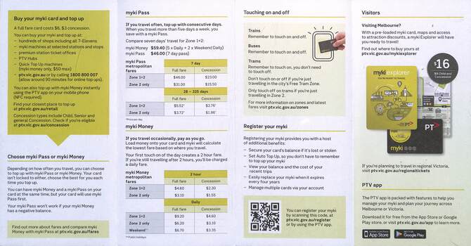 "Your go-to guide to myki" - p2