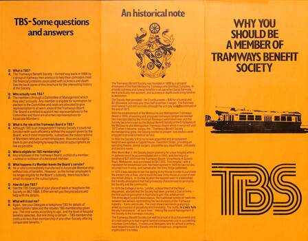 "An invitation to Join the Tramways Benefit Society" - front page of flyer