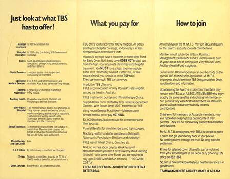 "An invitation to Join the Tramways Benefit Society" - second page of flyer