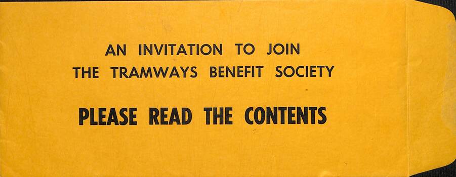 "An invitation to Join the Tramways Benefit Society" - envelope