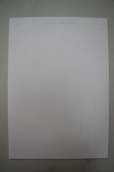 A plain A4 lined notepad with a tearable spine.