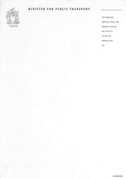 Minister for Public Transport letterhead