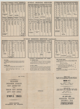 "First and last trams and buses" - front