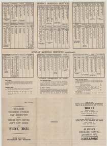 "First and last trams and buses" - front