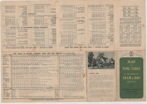 "Map and timetable of Melbourne Tram and Bus Services" - detailed 