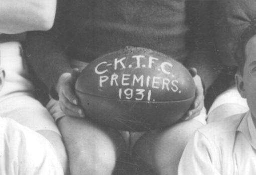 "Camberwell Kew Tramway Football Club" - close up of the football