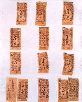 "Schoolboy Howler" 3d tram tickets front