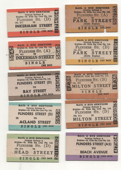 Flinders St - rail - bus tickets - set of 8