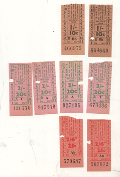 Set of 8 dual currency MMTB tram tickets