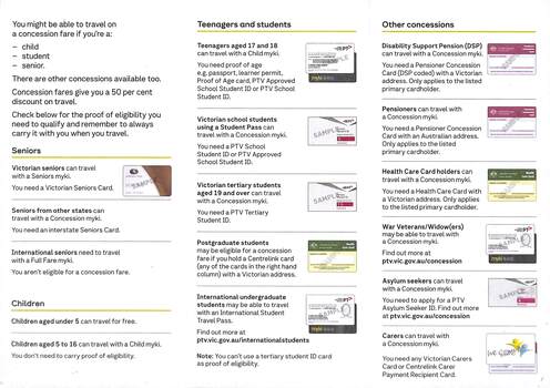 Brochure explaining concession travel conditions 