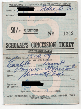Scholar's Concession Ticket - 3rd term - inside
