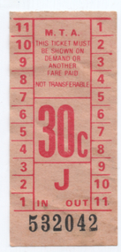 MTA 30c tram ticket
