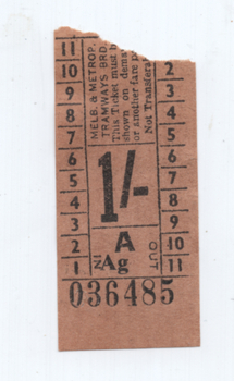 1/- brown ticket - no advert on rear.
