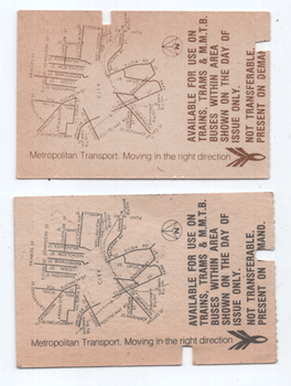 Set of two inner Melbourne - Metro Cards or tickets - rear