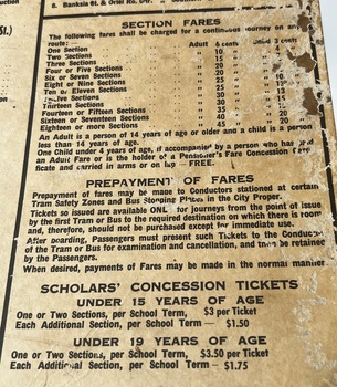 "M&MTB - Omnibus Services - Sections & Fares" - showing fares