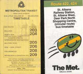 Timetables - The Met - buses - set of 2