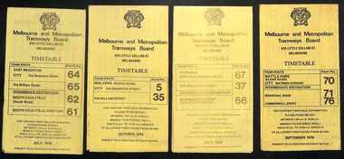 Timetables - MMTB trams - set of 8 - sheet 1 of 2