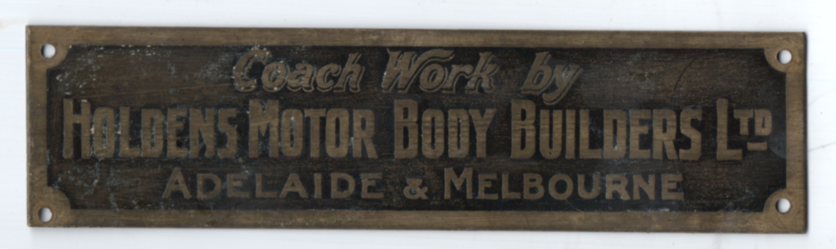 Builders Plate - Holdens Motor Body Builders