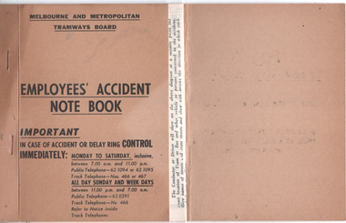 "Employees's Accident Note Book" - front
