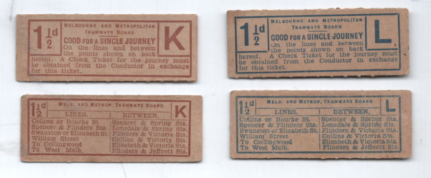 Cable tram tickets - central Melbourne 