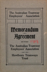 "Memorandum of Agreement - ATEA and the Hawthorn Tramways Trust" - cover
